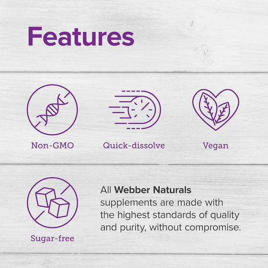 Webber Naturals Vitamin B12 1000 mcg, 150 Count, Fast Dissolve Tablets, Vitamin Supplement Support for Energy Metabolism, Immune and Heart Health, Vegetarian Formula, 150 Day Supply