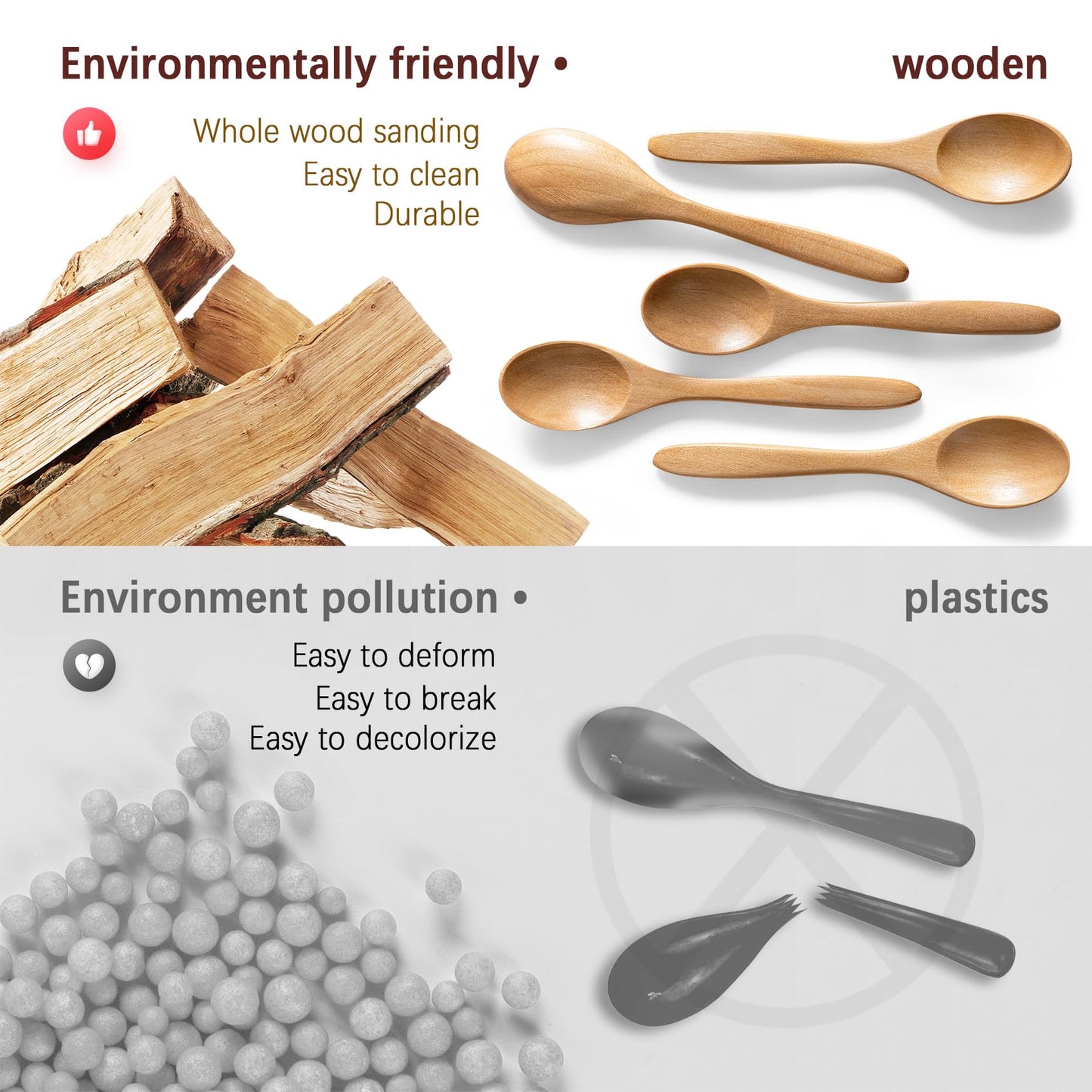 7 PCS Small Wooden Spoons, 5.8 Inch Honey Spoons for Tea, Acacia Wooden Honey Teaspoon for Coffee, Little Tiny Wood Spoons, Bamboo Table Spoon for stirring, Wooden Spoons for Utensils Set